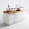 Wastafelmeubel met twee wastafels voor de badkamer van hout en MDF - 150 x 50 x 80